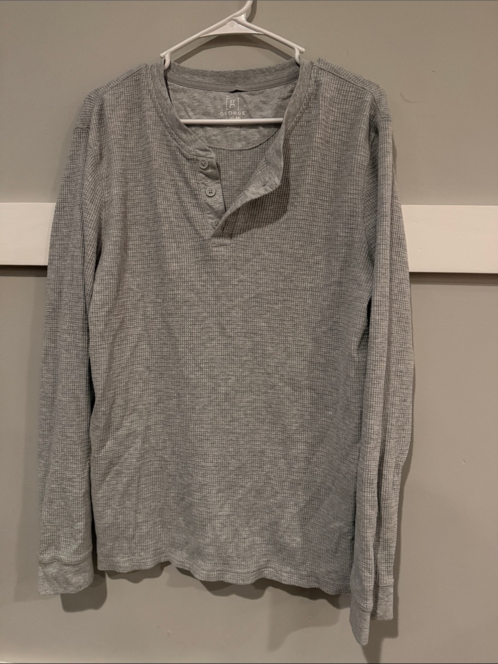 George Light Gray Long-Sleeve Waffle Henley Top